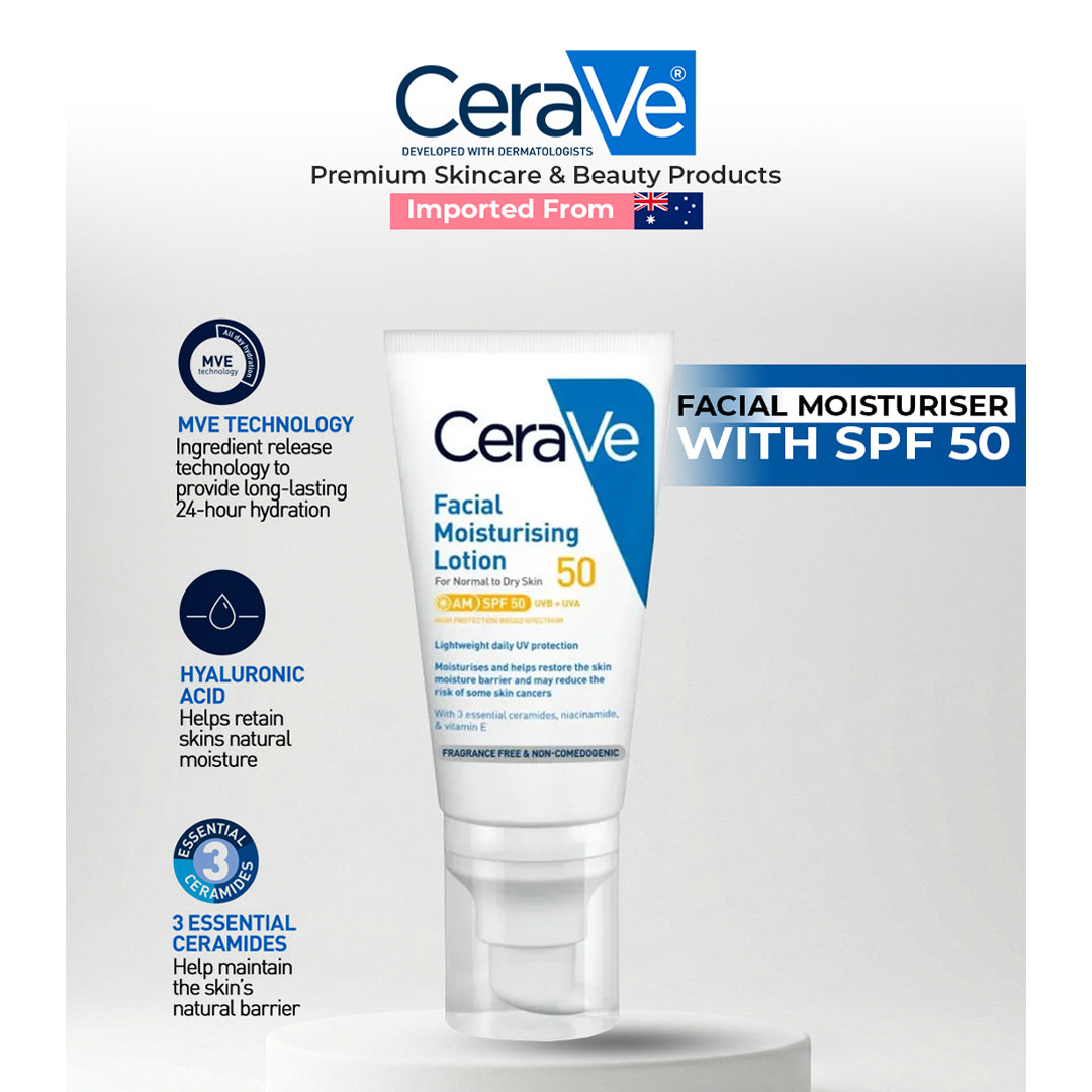 CeraVe AM Facial Moisturiser With SPF 50 52ml